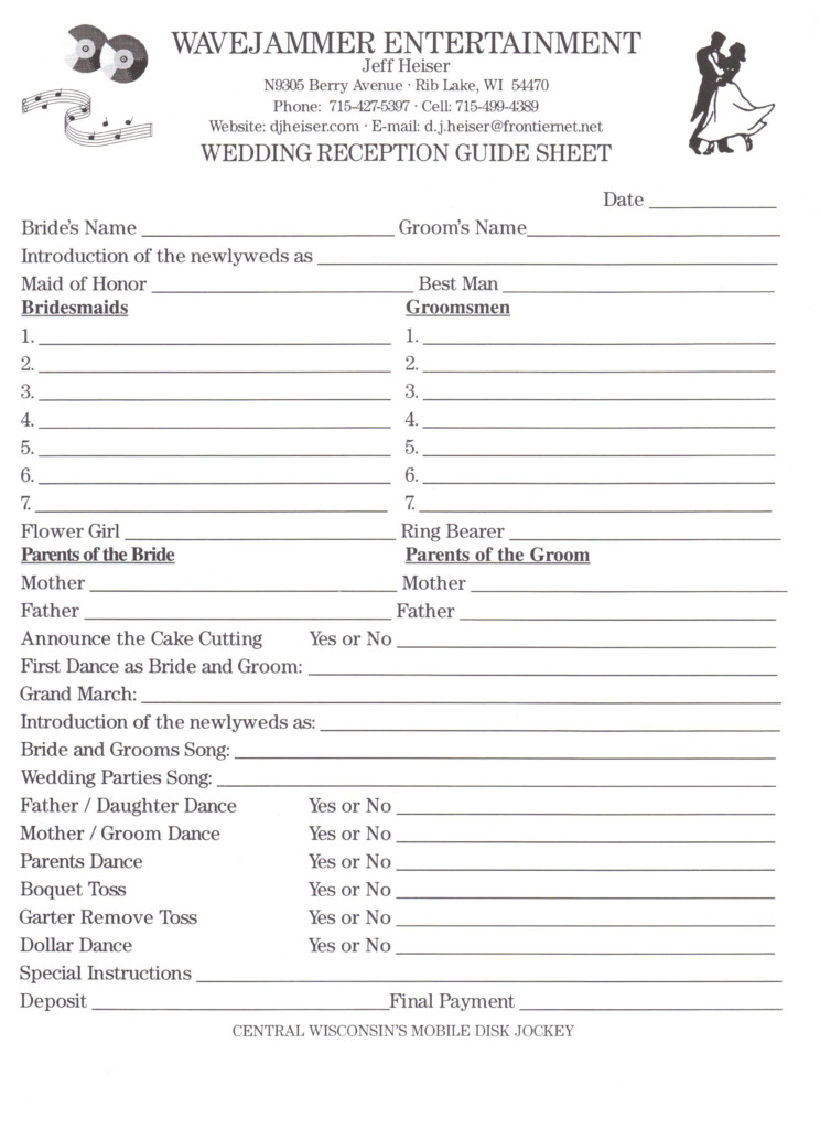 Free Wedding Song List Template SLEB OR ID