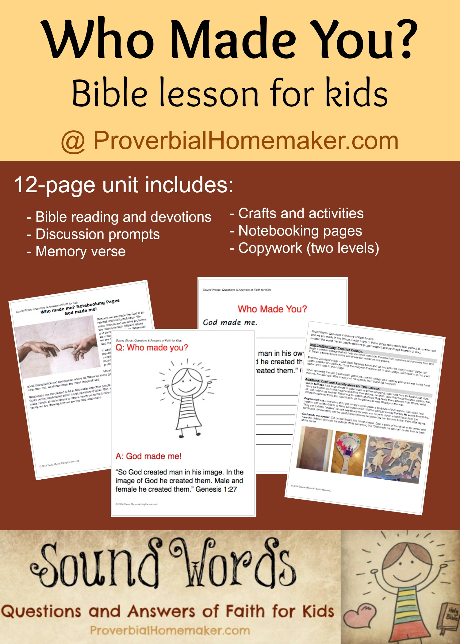 FREE Who Make You Bible Lesson For Kids Free Homeschool Deals