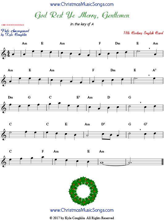 God Rest Ye Merry Gentlemen For Flute Free Sheet Music