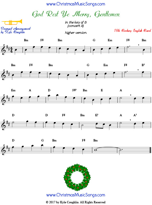 God Rest Ye Merry Gentlemen For Trumpet Free Sheet Music