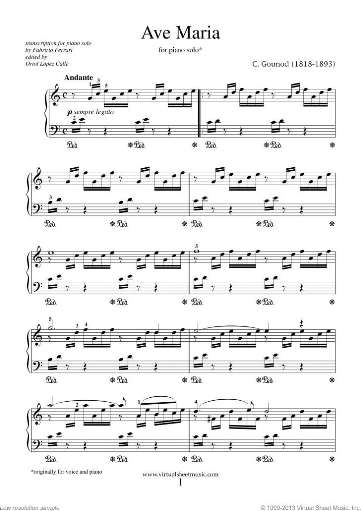 Gounod Ave Maria Sheet Music For Piano Solo PDF interactive Piano 