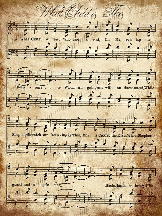 Grungy Aged Vintage Christmas Carol Music Digital Sheet Etsy 