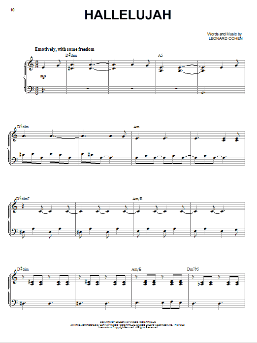 Hallelujah Sheet Music Direct