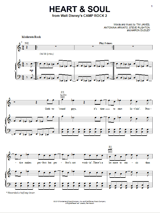 Heart And Soul Sheet Music By Joe Jonas Piano Vocal Guitar Right 