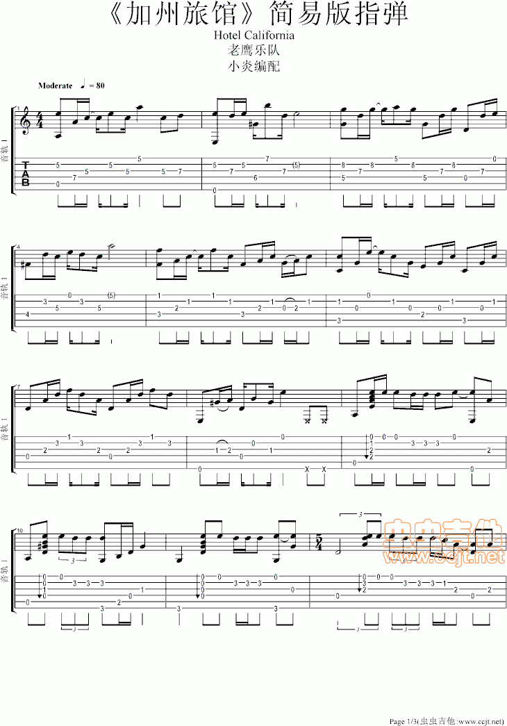 Hotel California By The Eagles SOLO Guitar Tabs Chords Sheet Music Free 