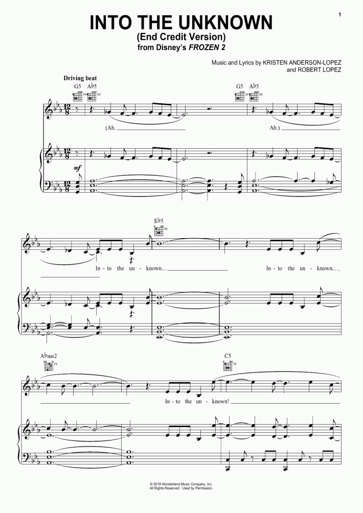 Into The Unknown Piano Sheet Music OnlinePianist