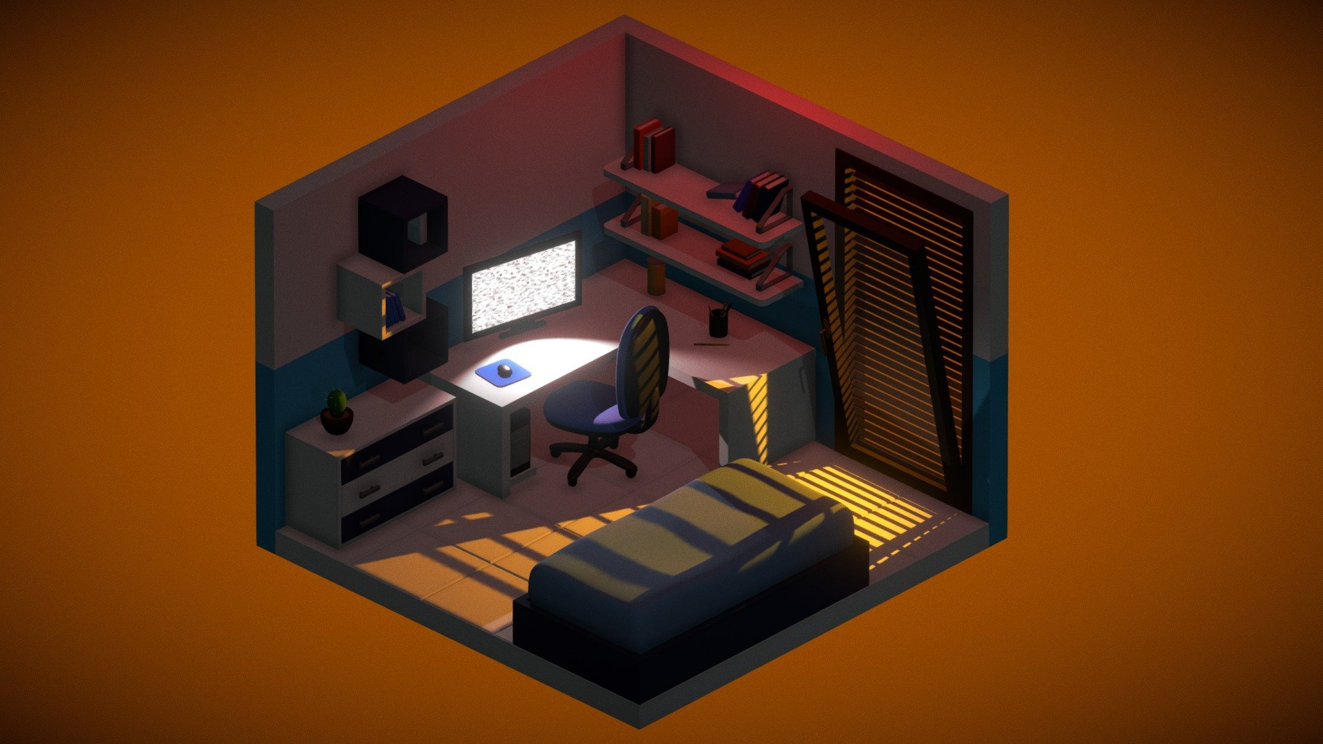 Isometric Bedroom Download Free 3D Model By Gianmarco GianmArt 