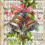 Items Similar To Christmas Music Bells Pink Ribbon Vintage Postcard