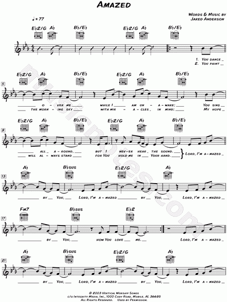 Jared Anderson Amazed Sheet Music Leadsheet In Eb Major 