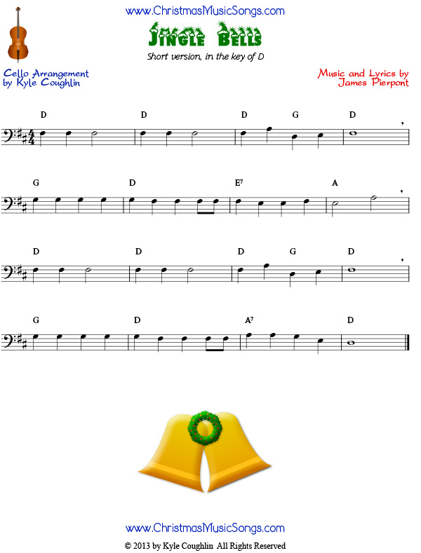 Jingle Bells For Cello Easy Version Free Sheet Music