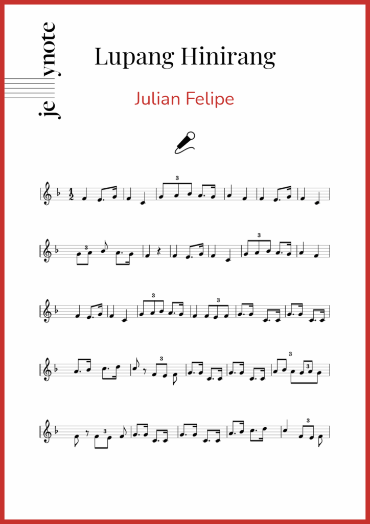 Julian Felipe Lupang Hinirang Voice Sheet Music Jellynote