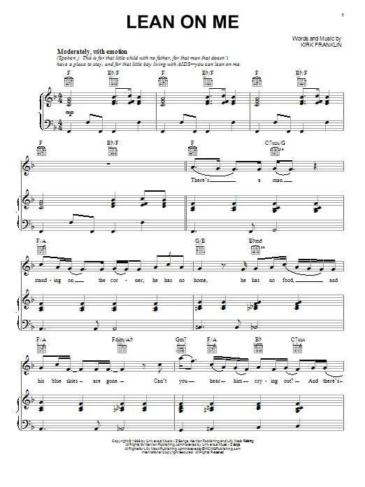 Lean On Me Sheet Music Direct