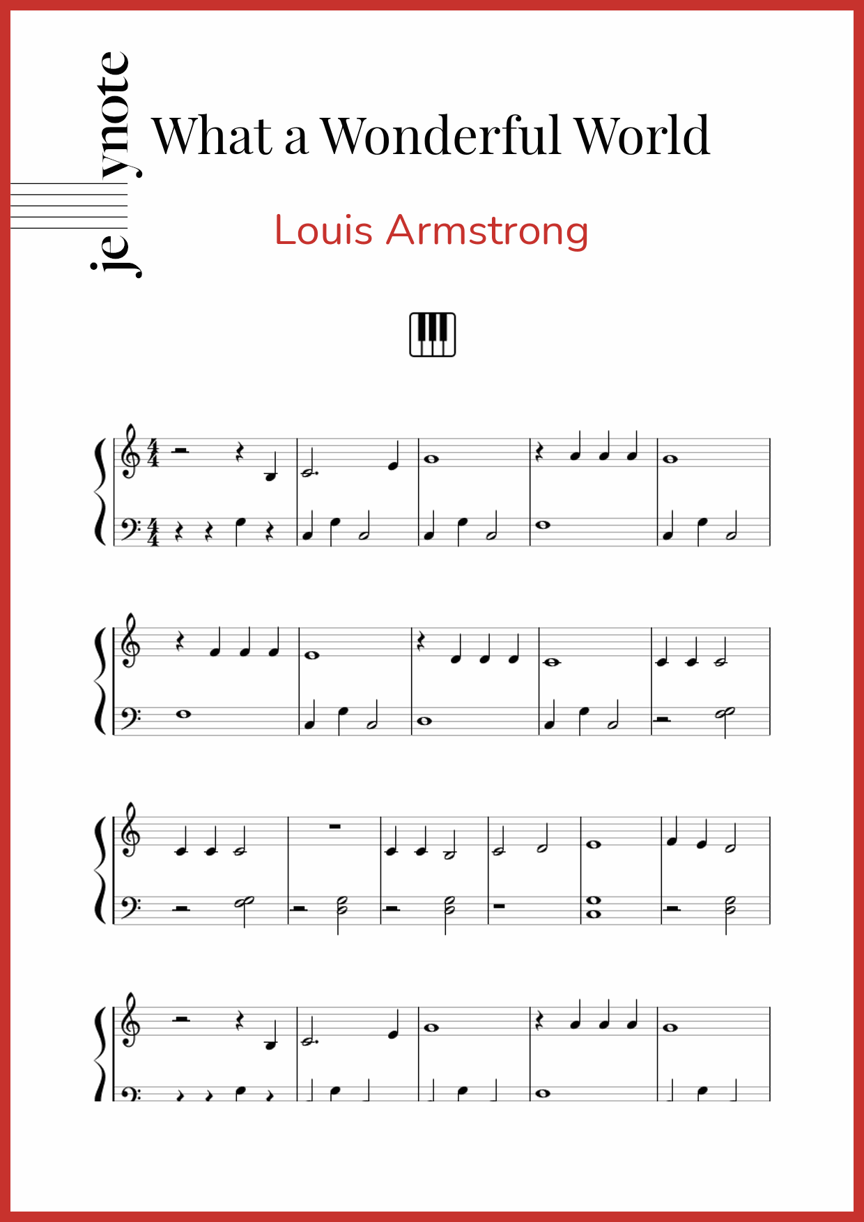 Louis Armstrong What A Wonderful World Piano Sheet Music Jellynote