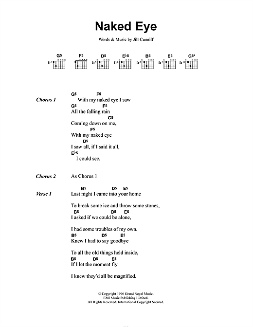 Luscious Jackson Naked Eye Sheet Music Notes Download Printable PDF 