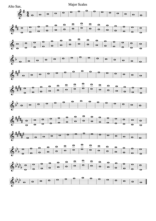 Major Scales Sheet Alto Sax Printable Pdf Download