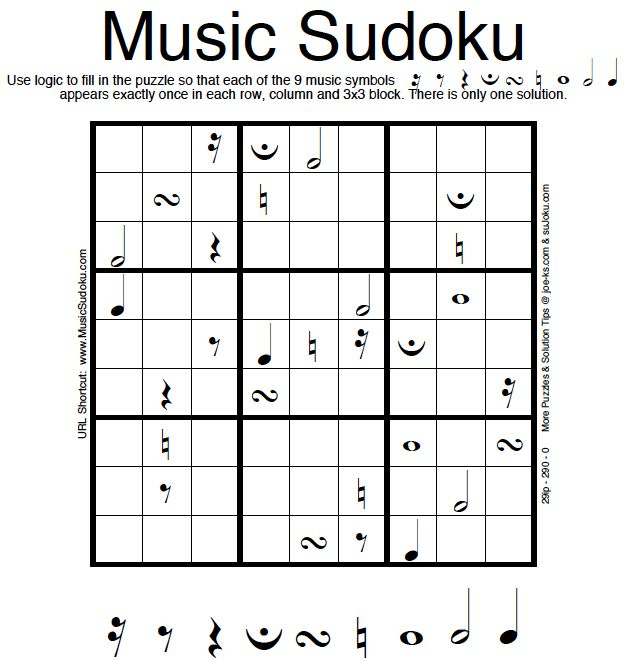 Music Sudoku Sudoku Sudoku Puzzles Printable Puzzles