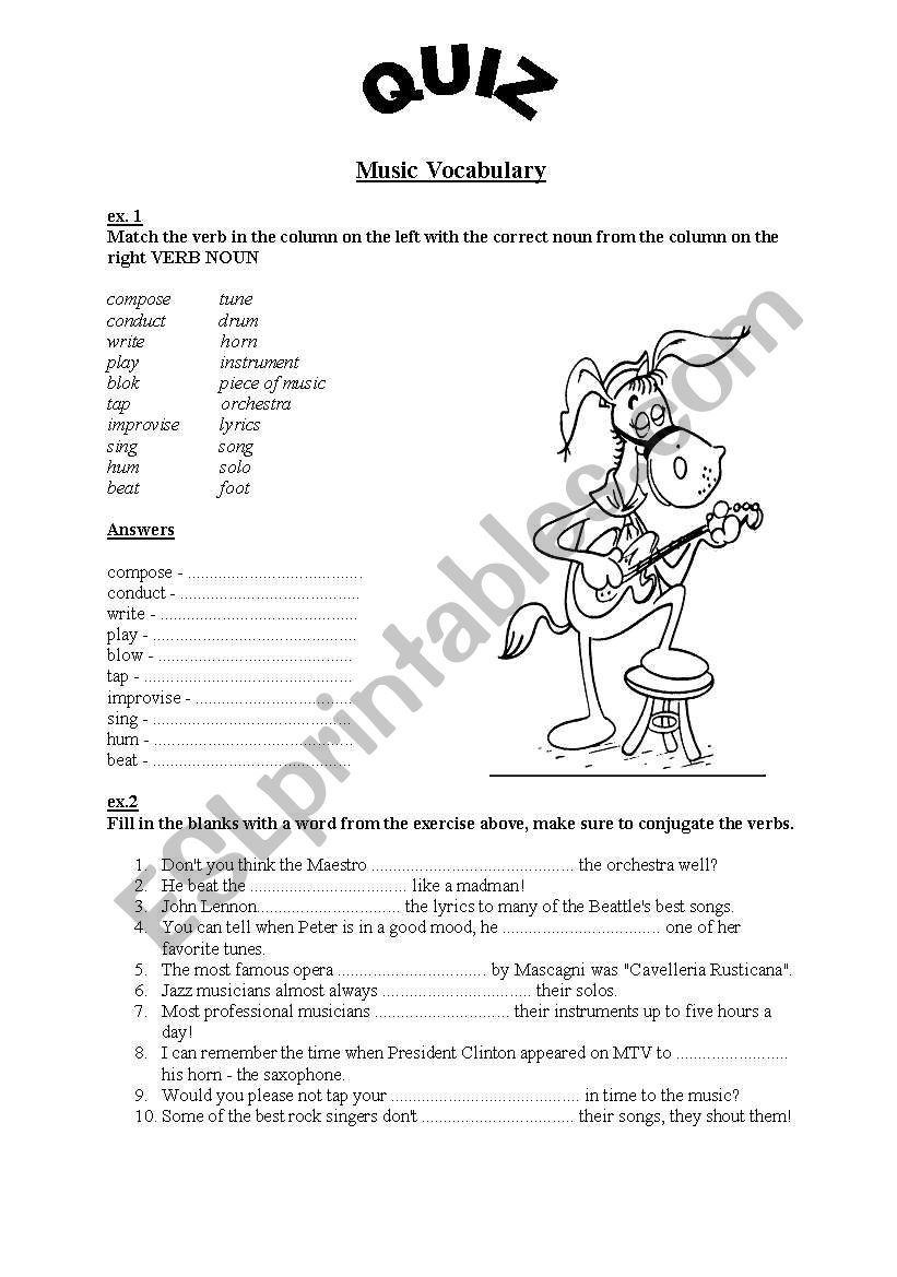 Music Vocabulary Worksheet Englishbix Learn Basic Musical Terms With 