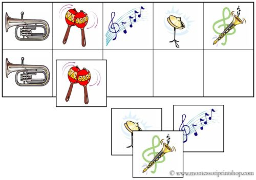 Musical Instrument Match Up Memory Game Printable Montessori 