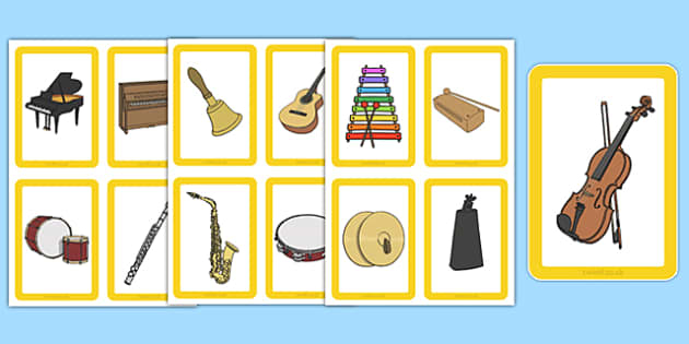 Musical Instrument Matching Cards Image Only Music