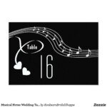 Musical Notes Wedding Table Number Card Zazzle Wedding Table