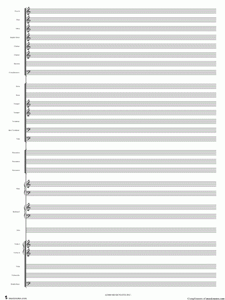 Musicnotes Manuscript Paper For Full Orchestra 11 X 17 Free 