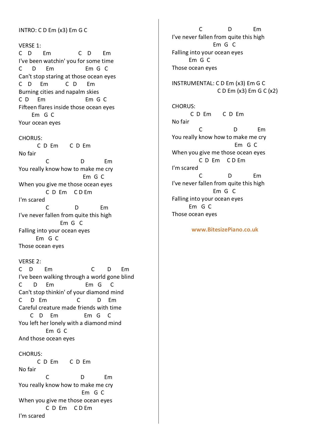 Oceans Lyrics Guitar Chords LYRICKA