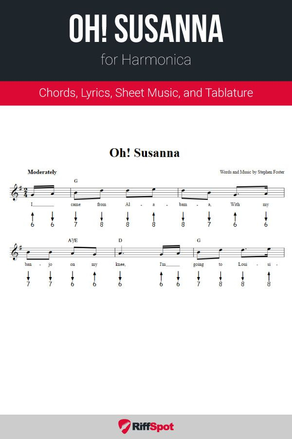 Oh Susanna For Harmonica Sheet Music Harmonica Music