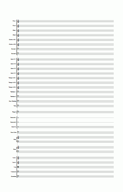 Orchestral Score Paper StaffPaper