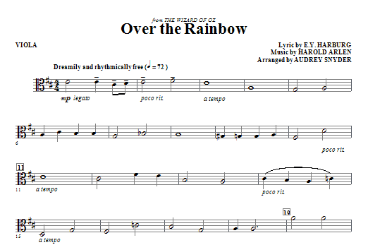 Over The Rainbow Viola Sheet Music Direct