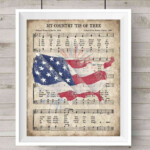 Patriotic Hymn Printable Vintage Anthem 4th Of July Decor Digital