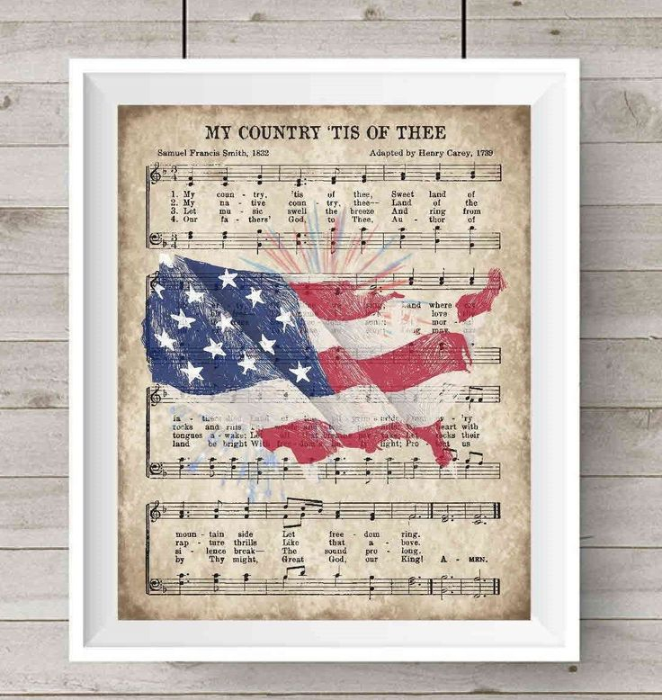 Patriotic Hymn Printable Vintage Anthem 4th Of July Decor Digital 