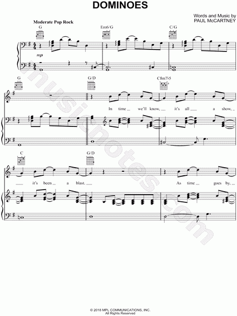 Paul McCartney Dominoes Sheet Music In G Major Download Print 