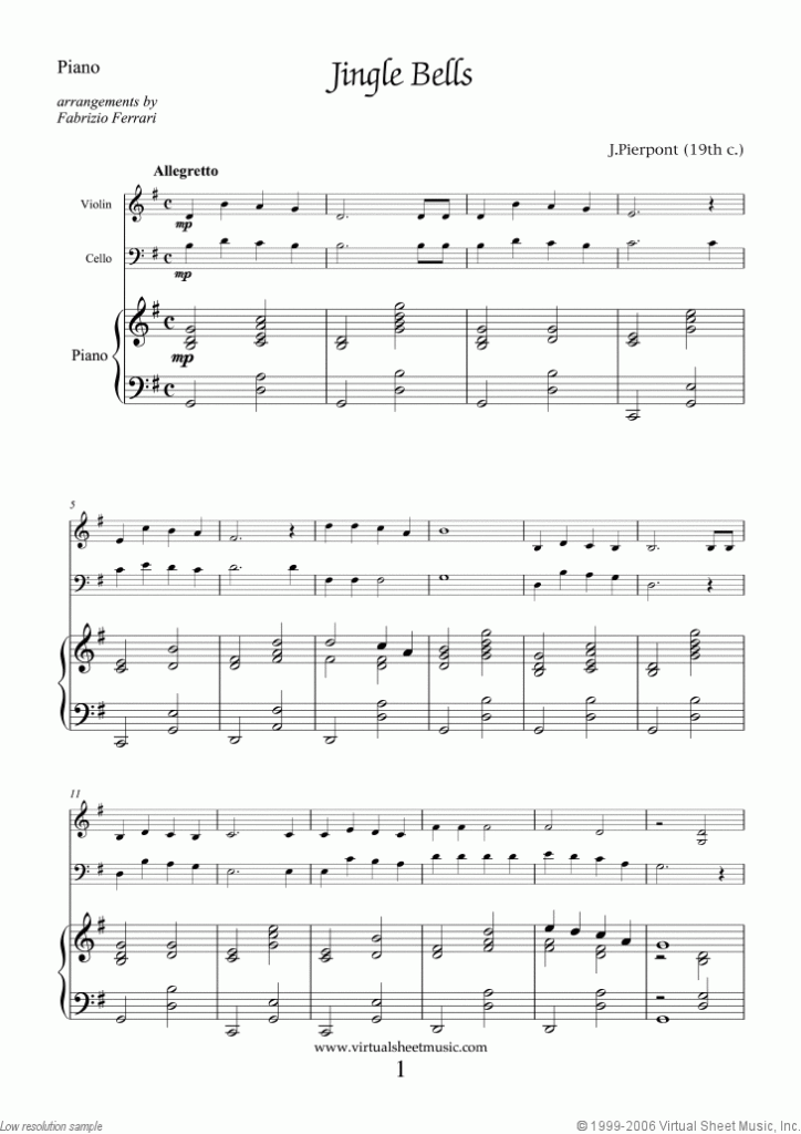 Piano Trio Christmas Sheet Music Carols For Violin Cello And Piano