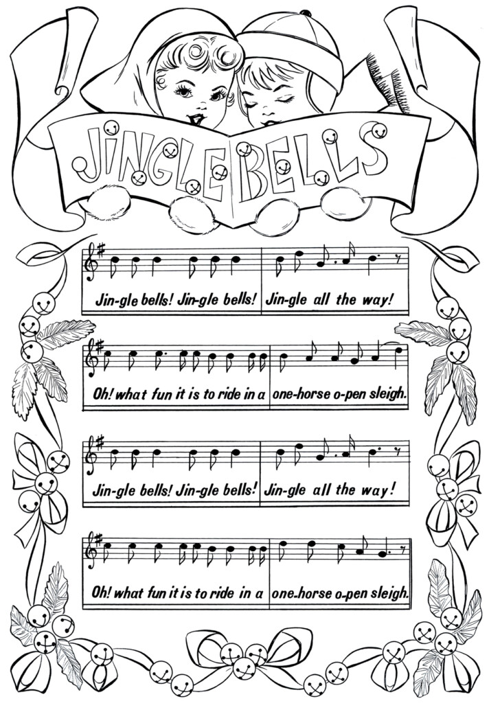 Printable Christmas Coloring Page Jingle Bells The Graphics Fairy