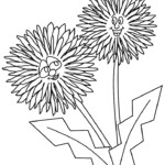 Printable Dandelion Cartoon Flowers Coloring Pages Coloringpagebook