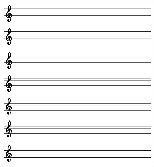 Printable Staff Paper 7 Free Download For PDF Blank Sheet Music 