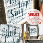 Printable Vintage Christmas Sheet Music Art Featuring Handlettered Song