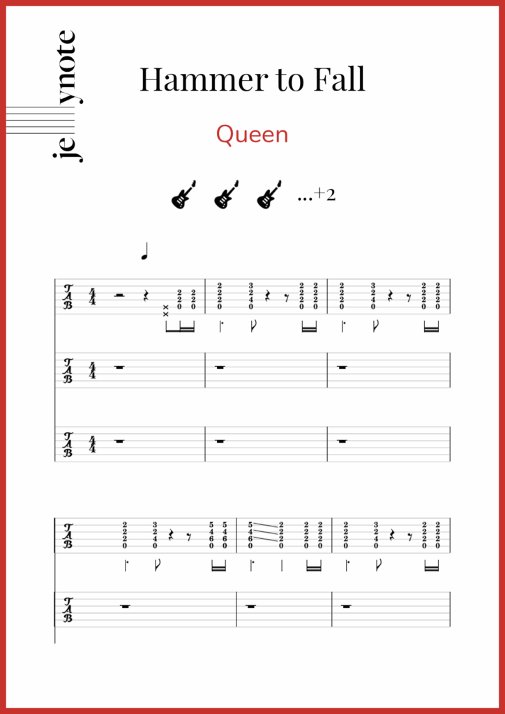 Queen Hammer To Fall Guitar And Bass Sheet Music Jellynote