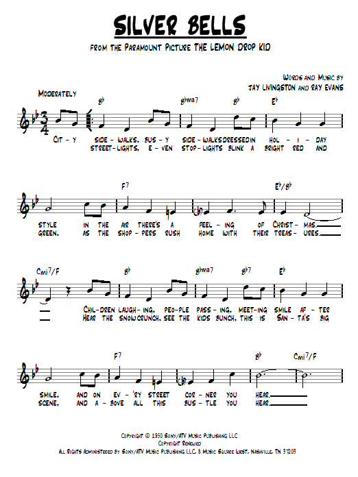 Ray Evans Silver Bells Sheet Music PDF Notes Chords Christmas 