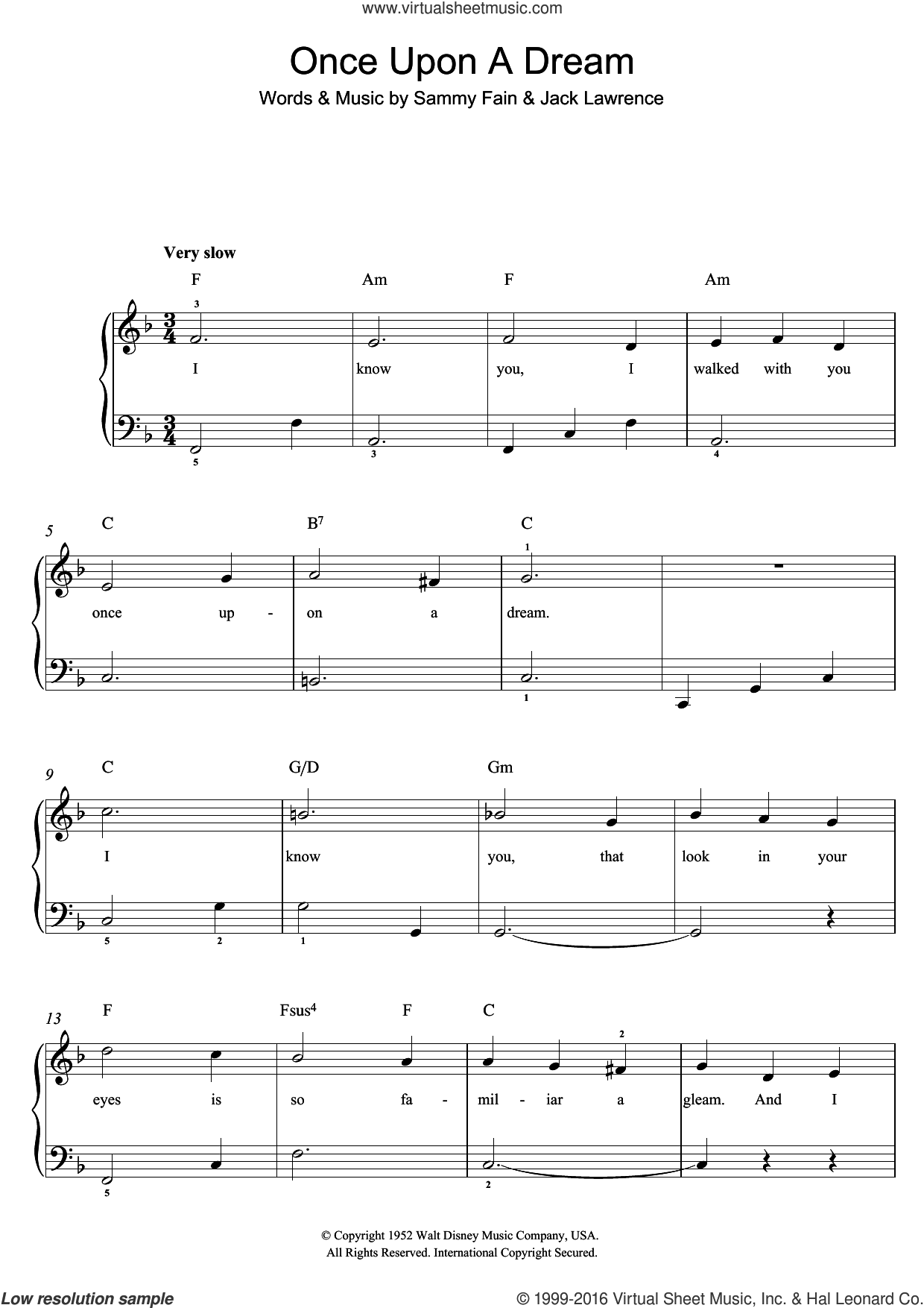 Rey Once Upon A Dream Sheet Music For Piano Solo beginners