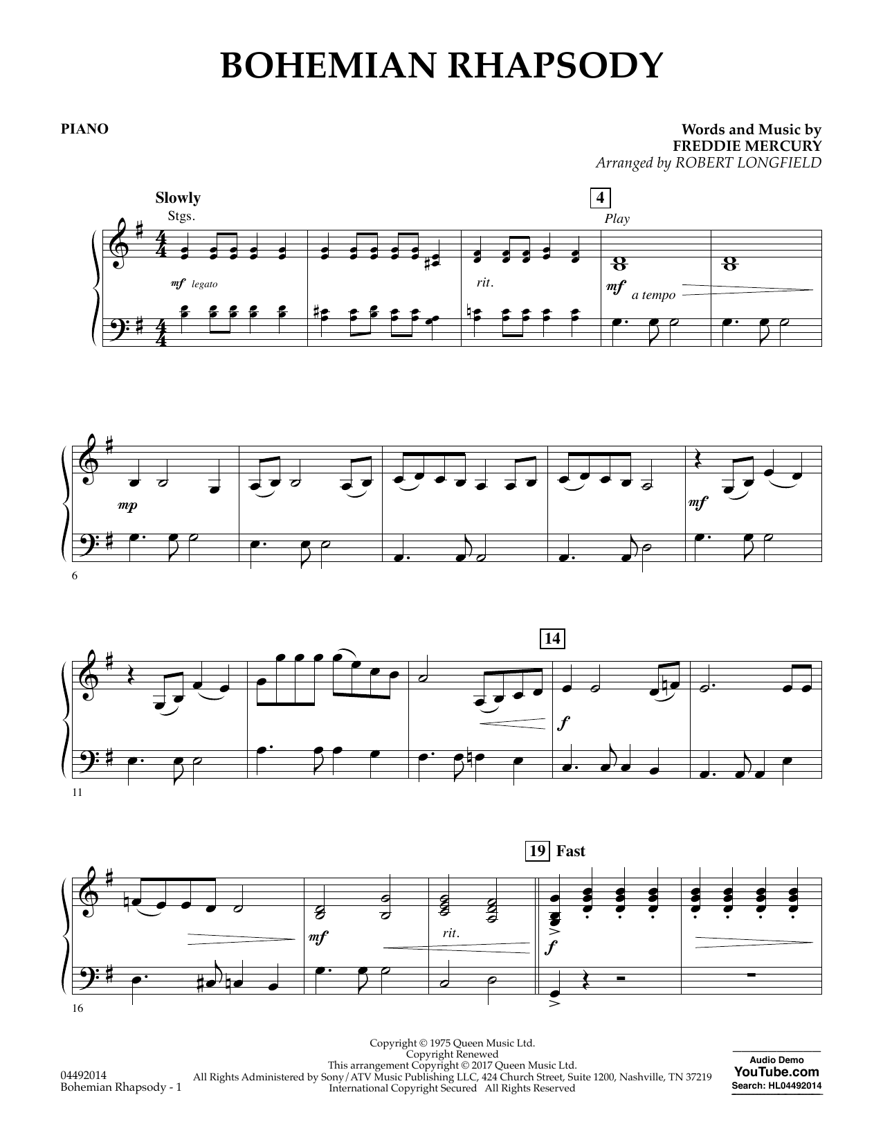 Robert Longfield Bohemian Rhapsody Piano Sheet Music PDF Notes 