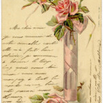 Romantic French Image Pink Roses Handwriting The Graphics Fairy