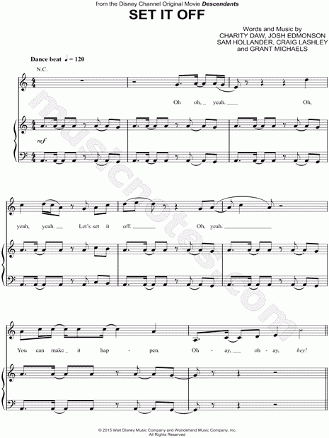  Set It Off From Descendants 2015 Sheet Music In A Minor 