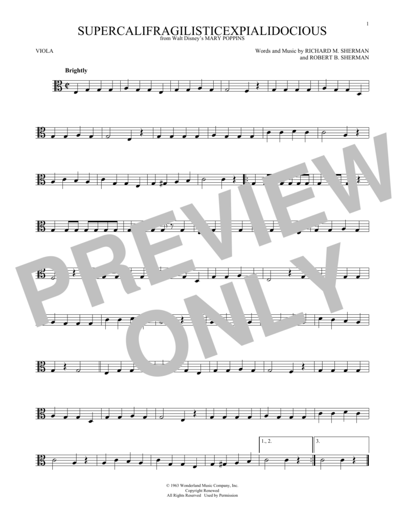 Sherman Brothers Supercalifragilisticexpialidocious Sheet Music Notes 