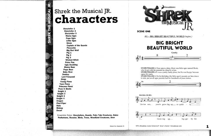 Shrek Jr Script Pt1 Free Printable Musical Scripts Free Printable