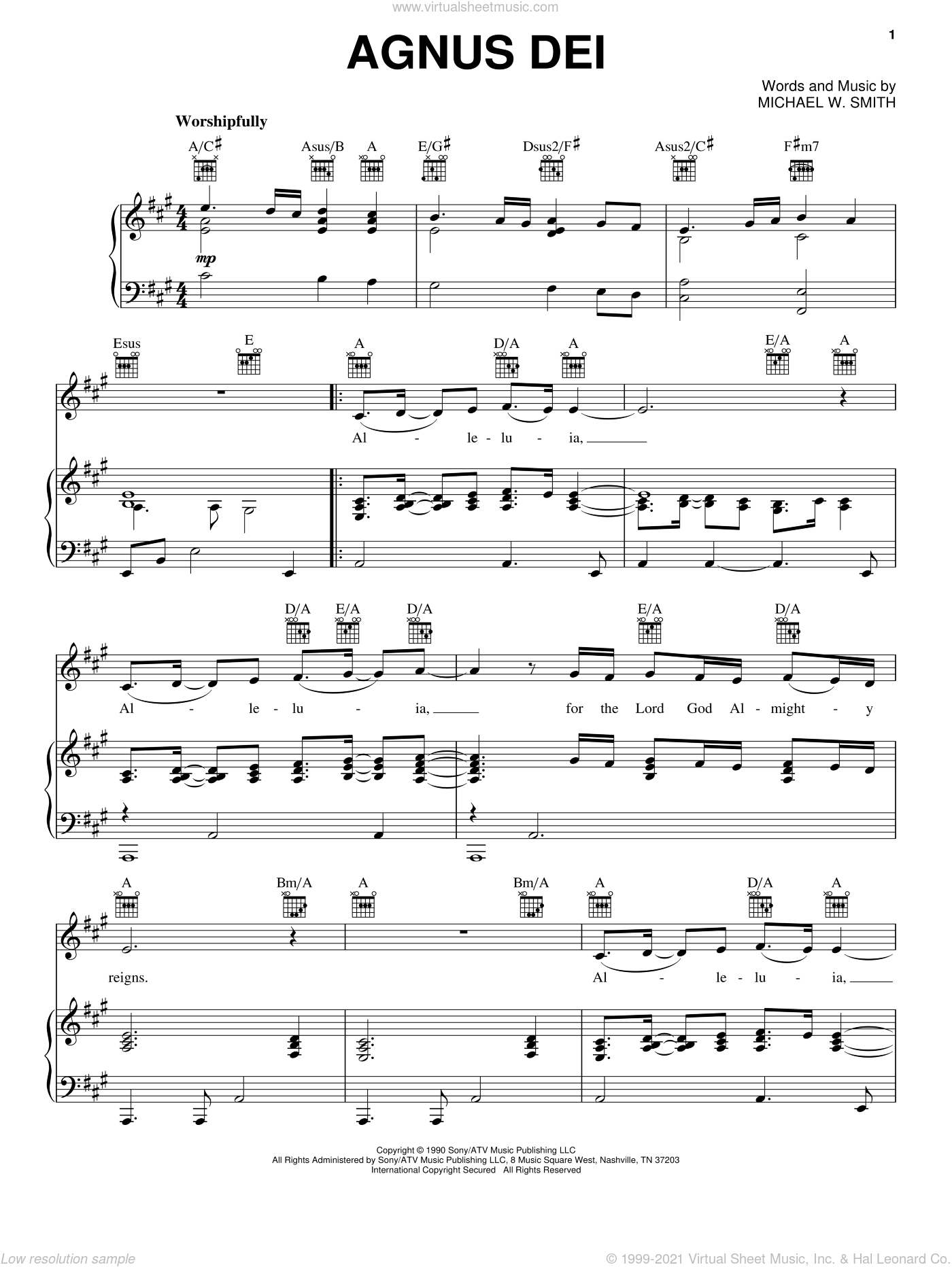 Smith Agnus Dei Sheet Music For Voice Piano Or Guitar PDF 