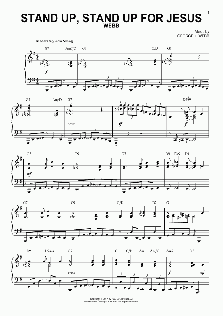 Stand Up Stand Up For Jesus Piano Sheet Music