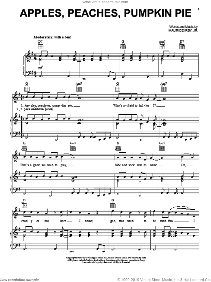 Techniques Apples Peaches Pumpkin Pie Sheet Music For Voice Piano 