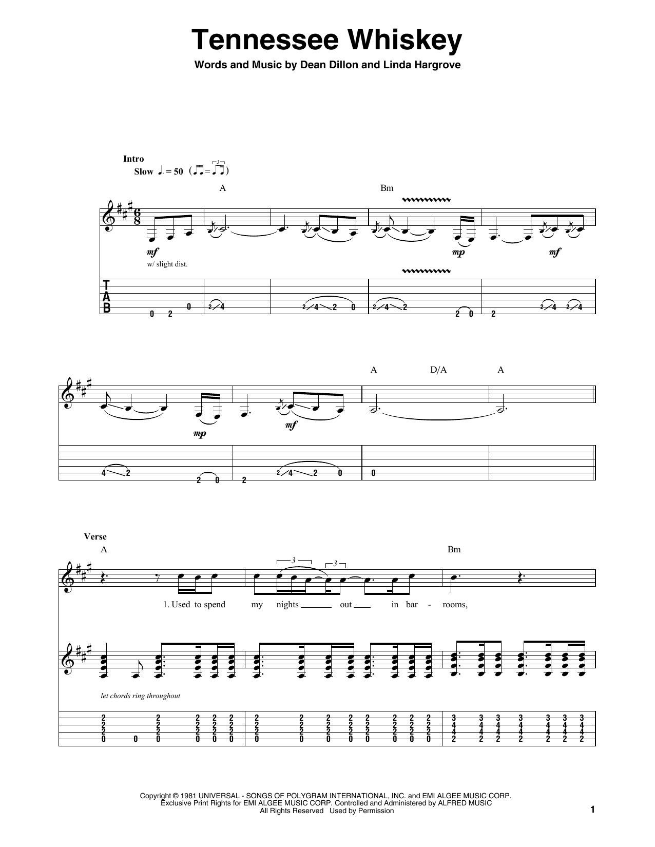 Tennessee Whiskey By Chris Stapleton Guitar Tab Play Along Guitar 