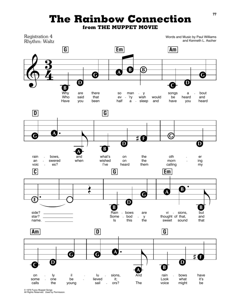 The Rainbow Connection E Z Play Today Print Sheet Music Now